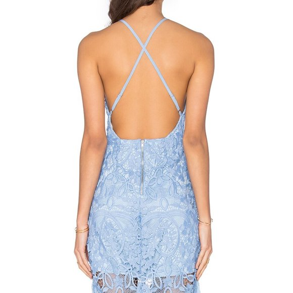 Lovers + Friends Nina Lace Midi Dress Blue Size S - Picture 4 of 4